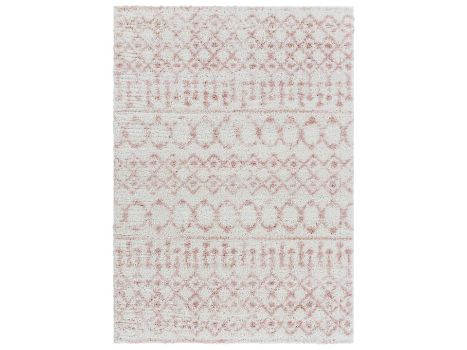 Aliyah Shag Geometric Area Rug in Cream and Gray