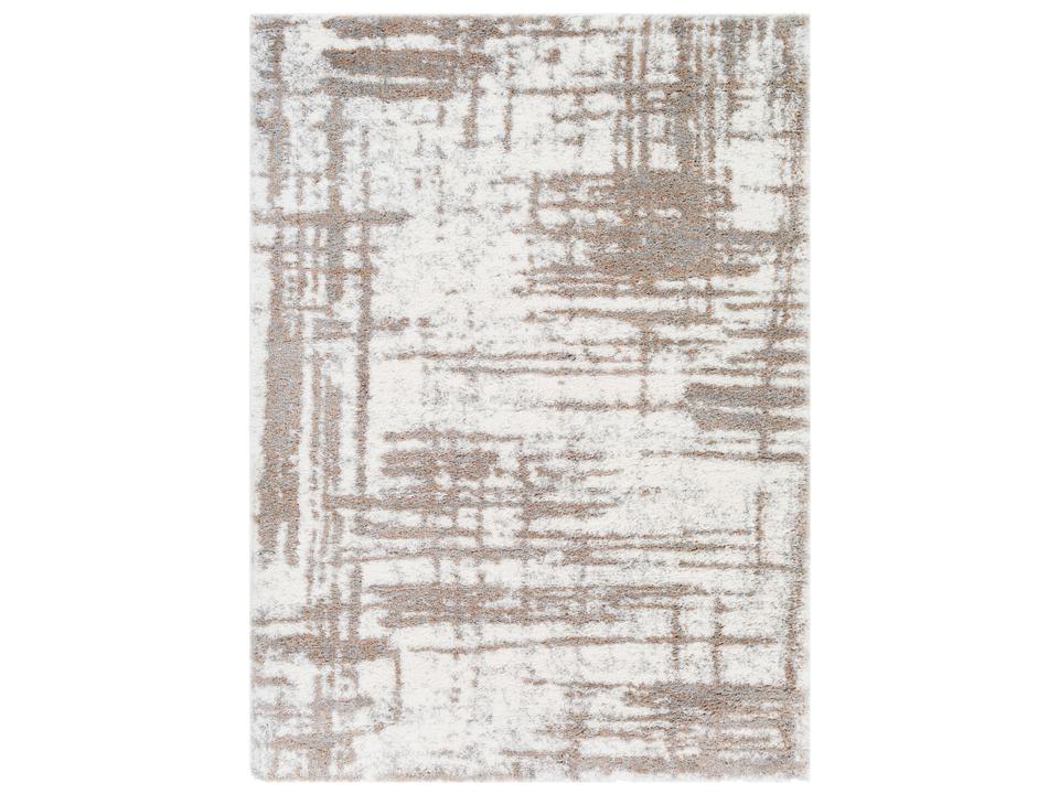 Aliyah Shag Abstract Area Rug in Cream Tan and Gray