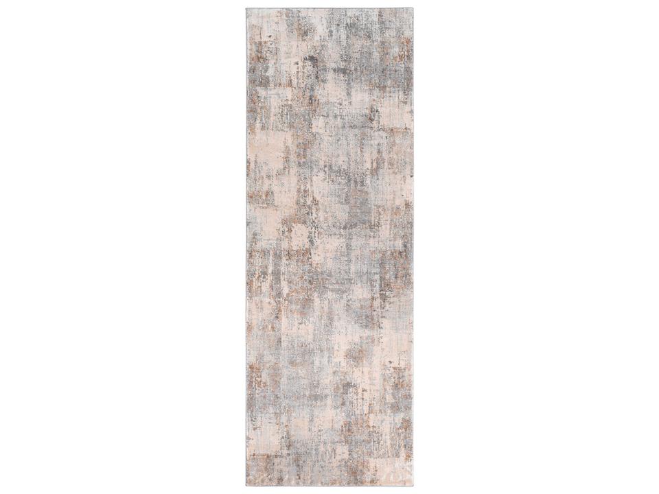 Alpine Abstract Machine Woven Runner Rug in Light Gray