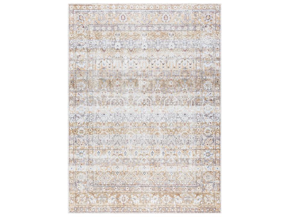 Amelie Washable Bordered Area Rug with Vintage Medallion Design