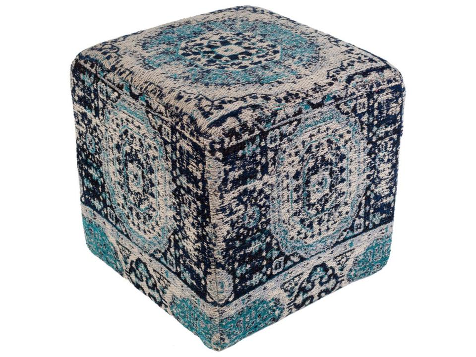 Amsterdam Upholstered Pouf Ottoman Navy Light Gray Multi-Color