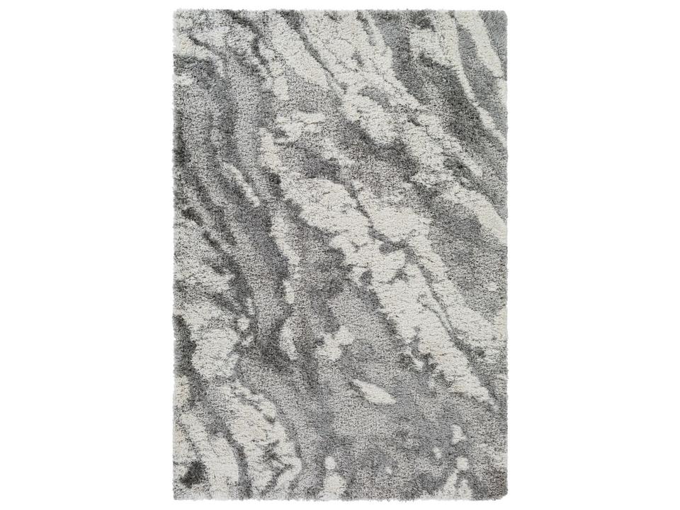 Alta Shag Abstract Area Rug in Gray and White Tones