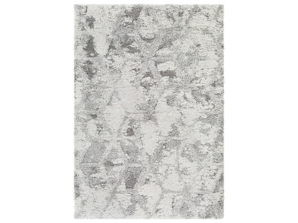 Alta Shag Abstract Area Rug in Light Gray Off-White and Medium Gray