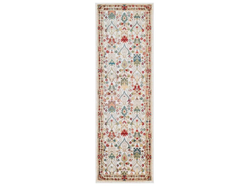 Crafty Bordered Runner Area Rug in Burgundy Multi