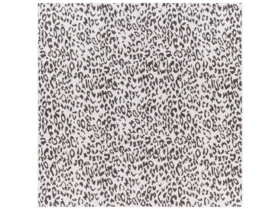 Eagean Square Animal Prints Area Rug in Black and Off-White