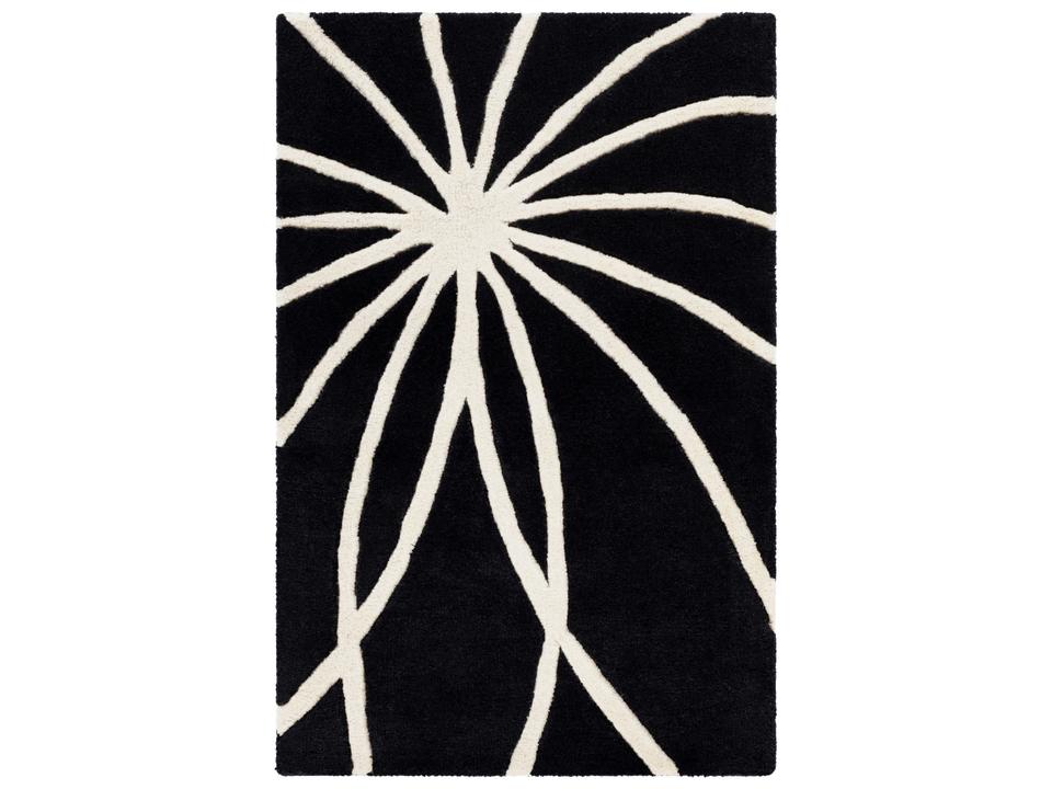 Forum Abstract Hand-Tufted Wool Runner Rug in Black and Ivory