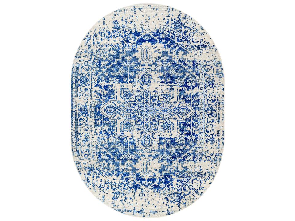 Harput Oval Bordered Area Rug in Polypropylene