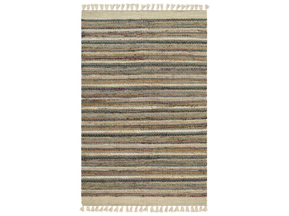 Halifax Striped Hand-Loomed Cotton Area Rug with Fringe