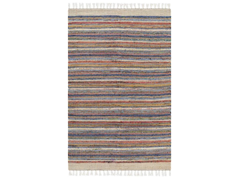 Halifax Striped Area Rug in Cotton with Fringe Detail