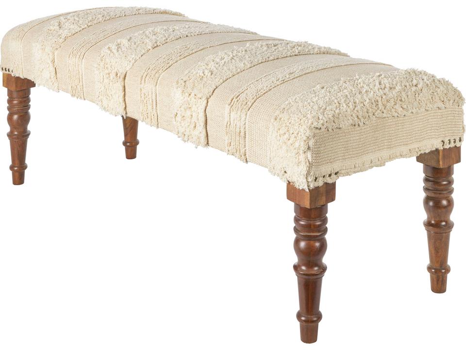 Haarlem Upholstered Accent Bench in Brown Cream