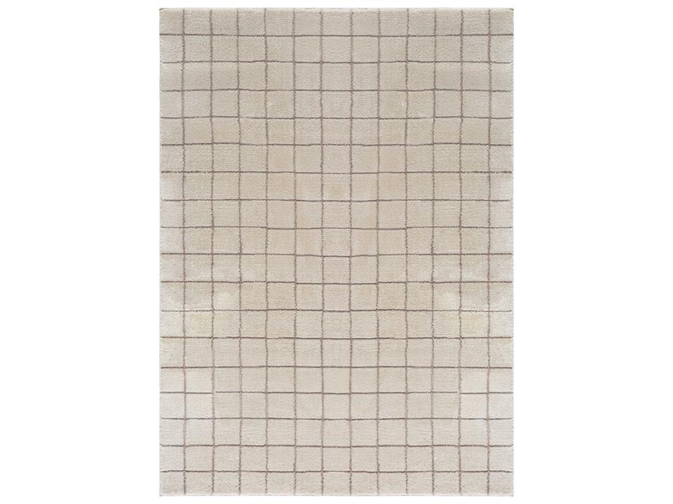Cascade Modern Grid Polyester Area Rug Ivory Taupe