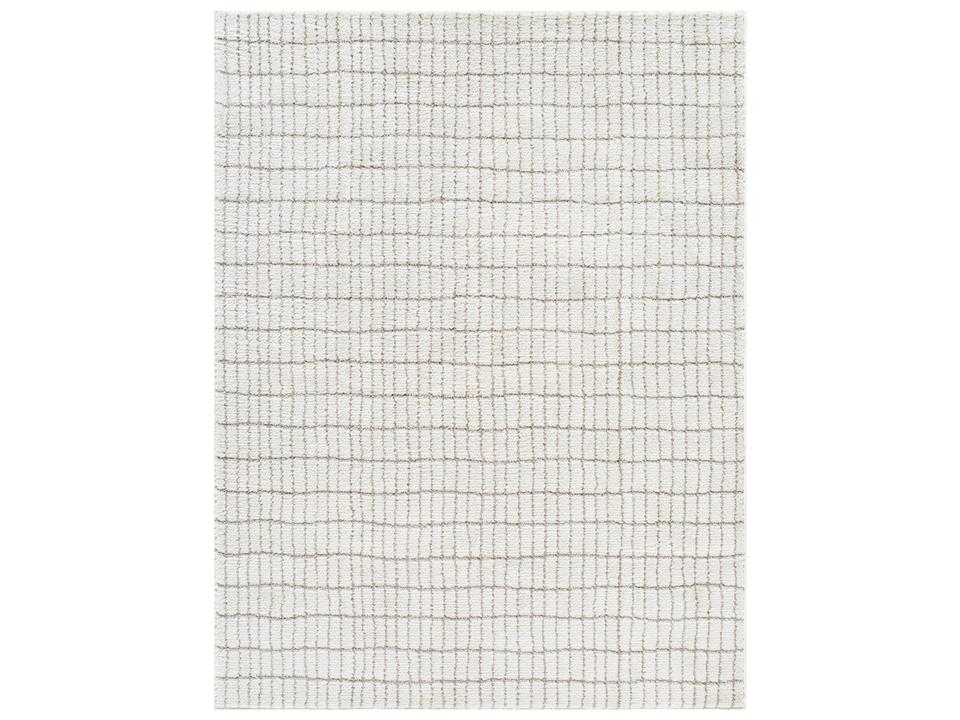 Cascade Modern Geometric High-Pile Area Rug in Ivory and Taupe