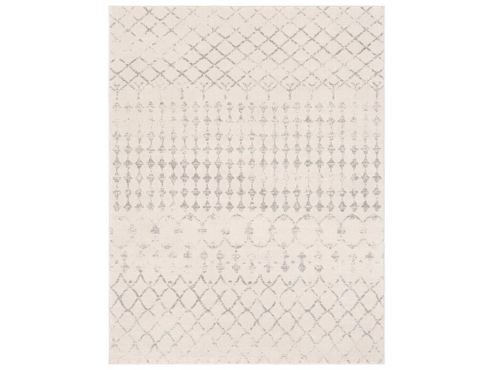 Roma Geometric Runner Area Rug in Off-White and Gray