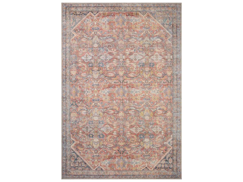 Adrian Bordered Area Rug in Rust and Denim