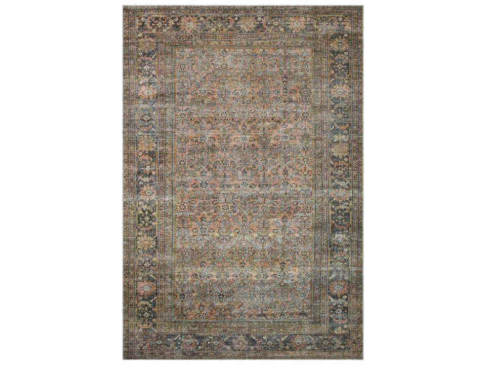 Adrian Bordered Power Loomed Area Rug in Terracotta Multi