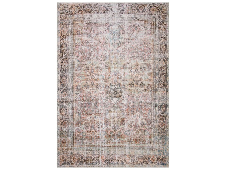 Adrian Power Loomed Bordered Area Rug in Sunset Charcoal