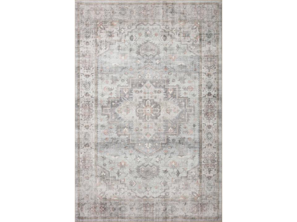 Heidi Bordered Runner Area Rug in Dove Blush