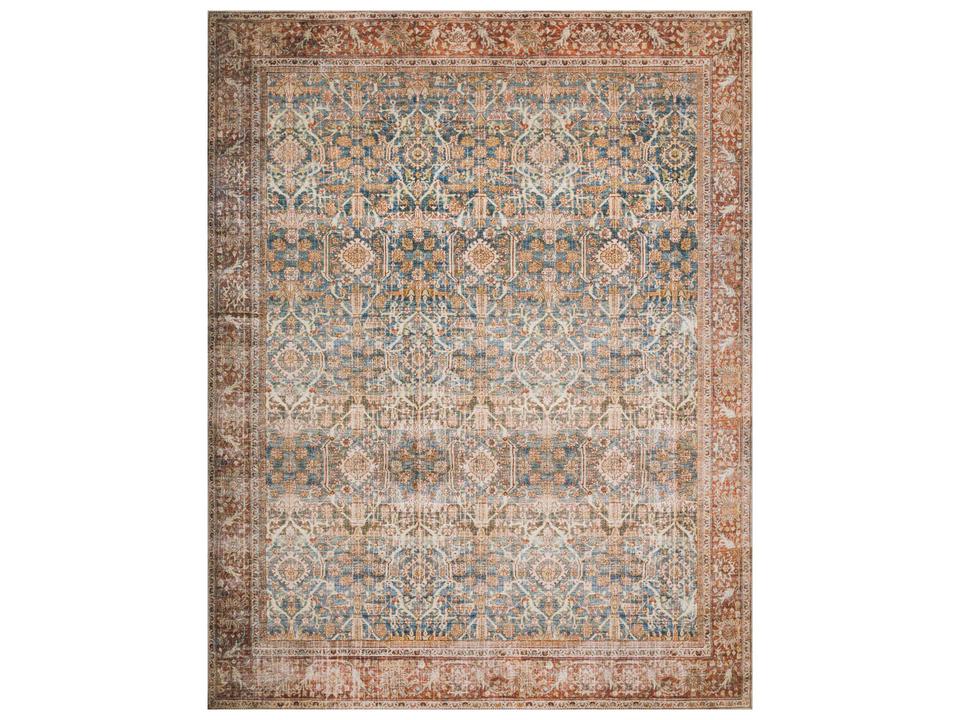 Layla Bordered Runner Area Rug Ocean Rust