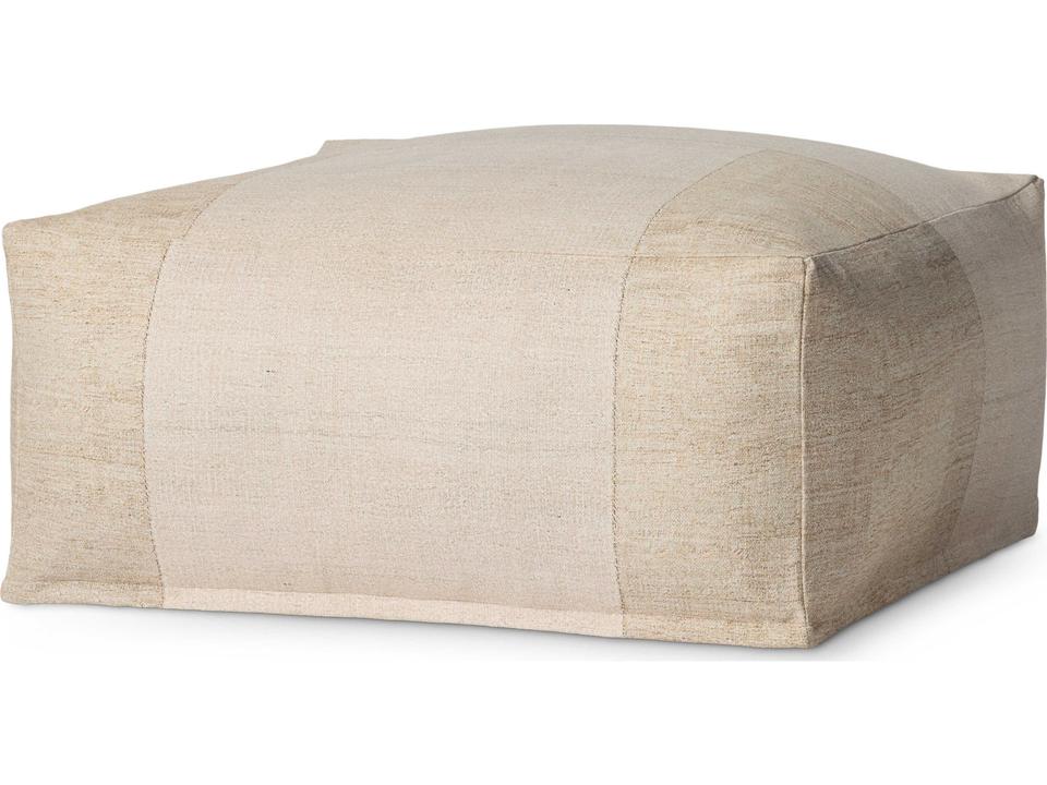 Ivory Beige Square Upholstered Ottoman
