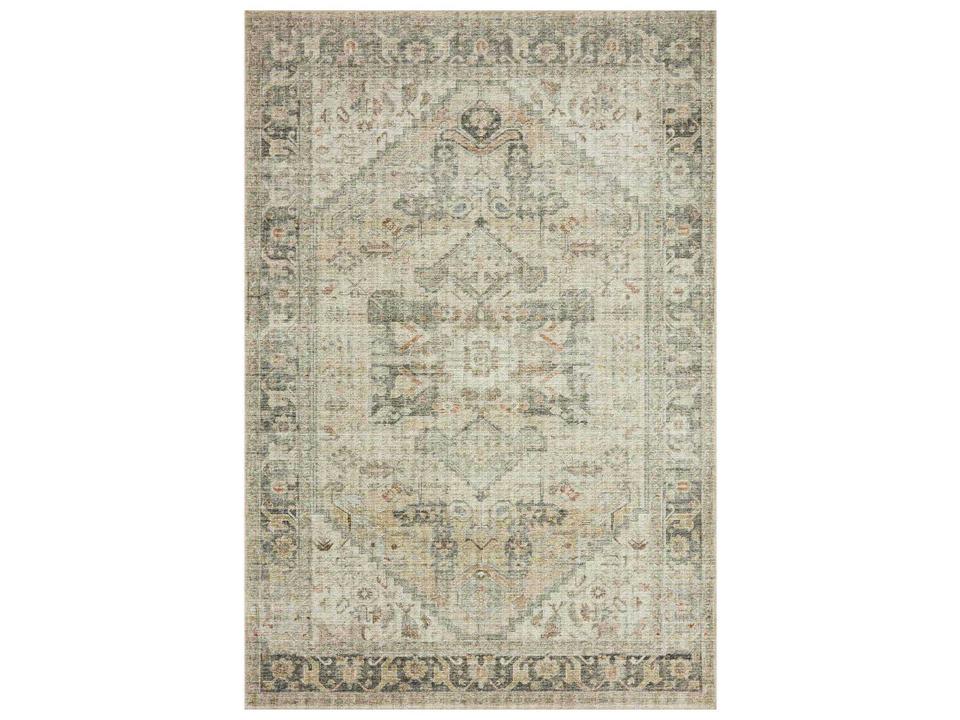 Skye Bordered Runner Area Rug in Natural Sand