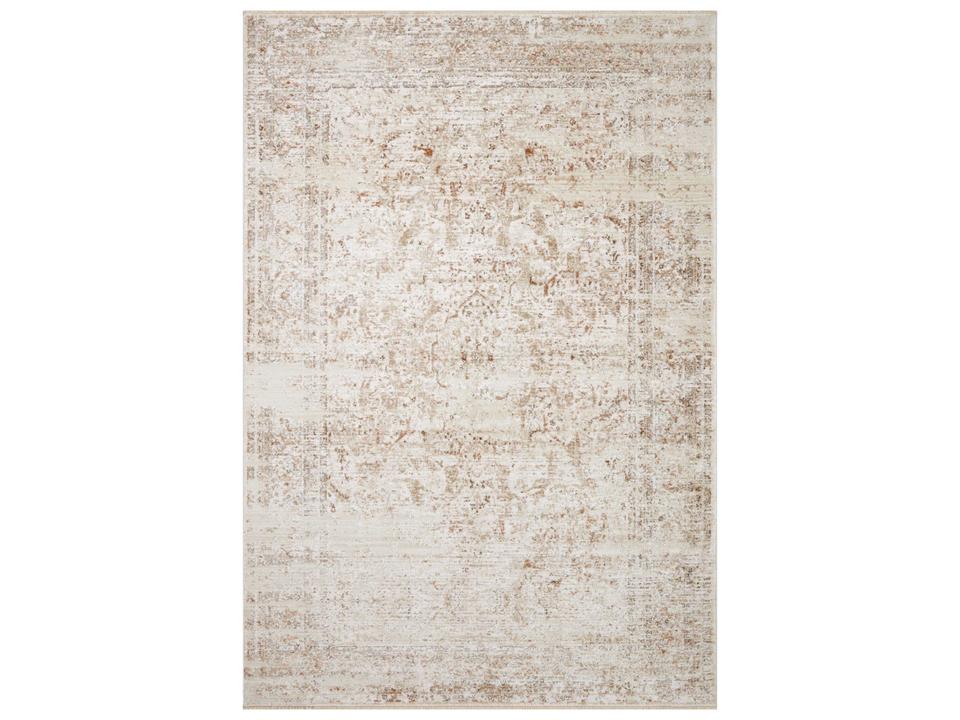 Sonnet Power-Loomed Bordered Area Rug in Beige Terracotta