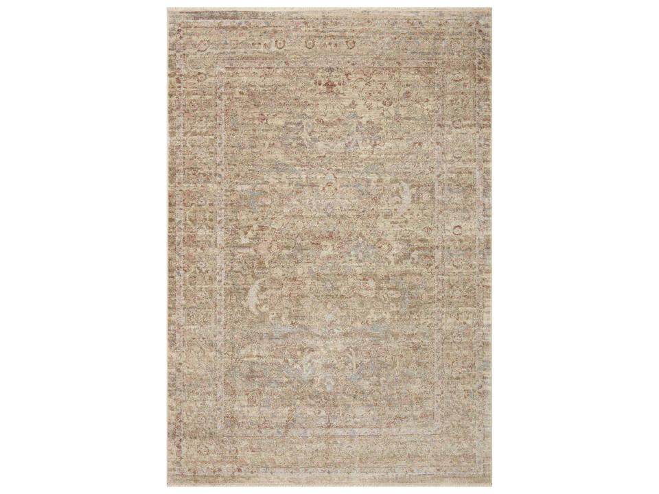 Sonnet Power Loomed Area Rug in Moss Natural with Border Detail