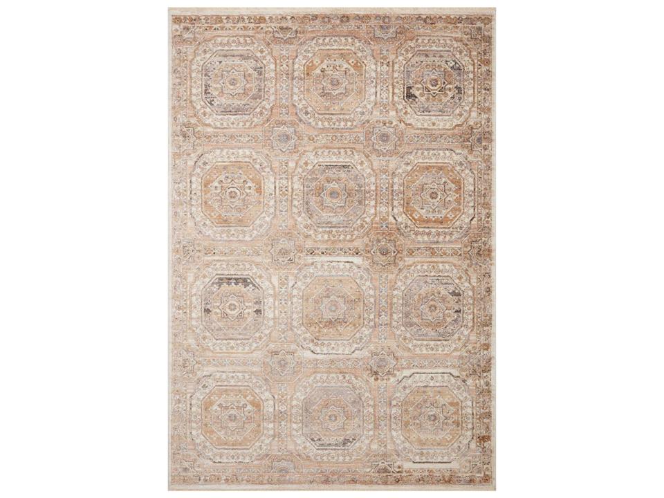 Sonnet Floral Power-Loomed Area Rug in Apricot Multi