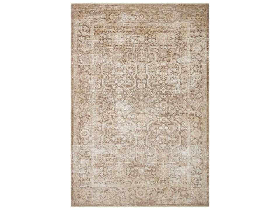 Sonnet Bordered Power Loomed Area Rug in Mocha Tan