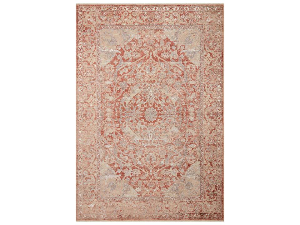 Sonnet Bordered Area Rug with Distressed Traditional Motifs