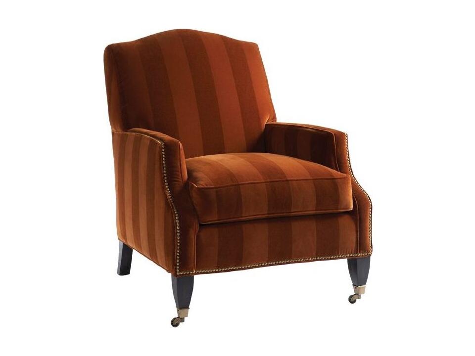 Christie Upholstered Accent Armchair with Casters in Antique Walnut