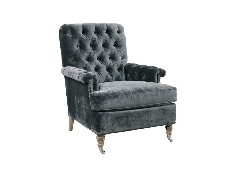 Blazer Fabric Tufted Accent Chair with Casters