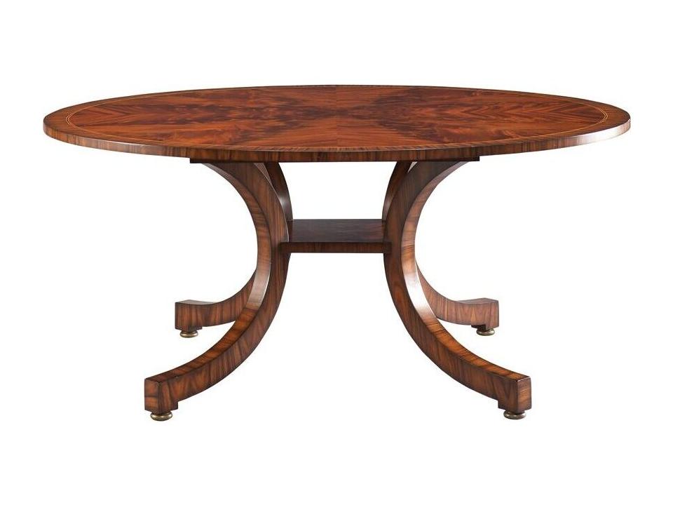 Portman Bow Leg Round Dining Table in Rosewood and Brass