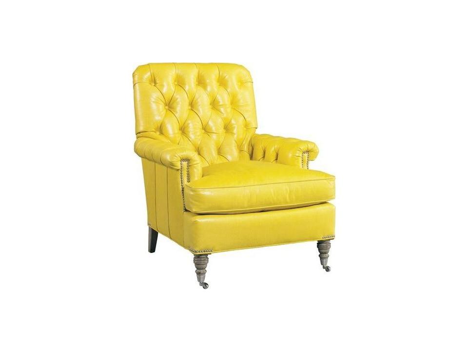 for Hickory White Blazer Leather Accent Chair with Tufted Arms and Casters