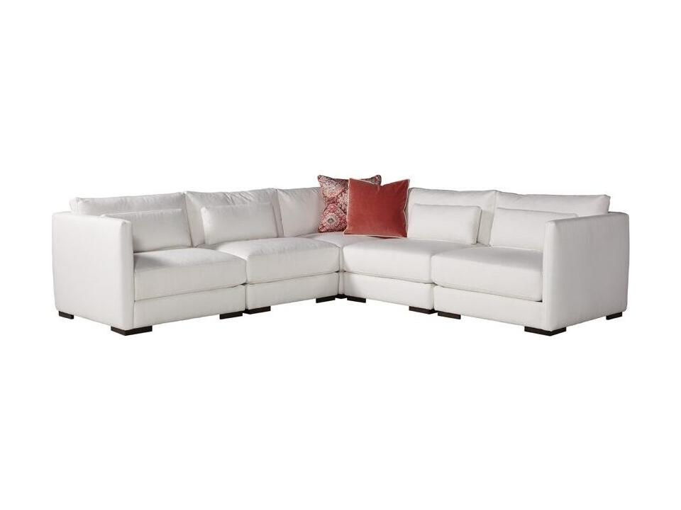Botero Left Arm Sectional Chair in Heather White Fabric