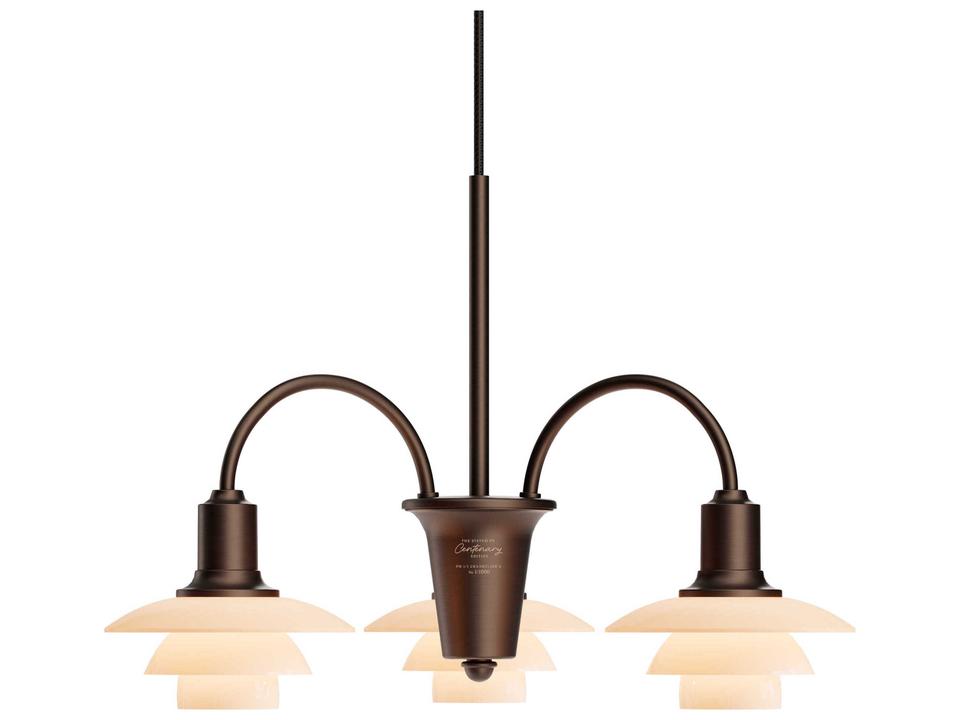 PH-1/1 3-Light Aged Brass Dusty Terracotta Chandelier
