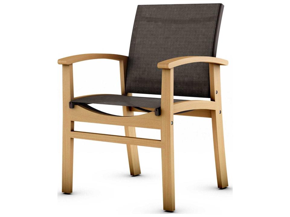Fortuna Brown Teak Sling Dining Chair