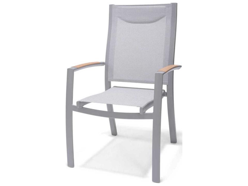 Panama Metallic Grey Aluminum Sling Dining Chair Set of 4