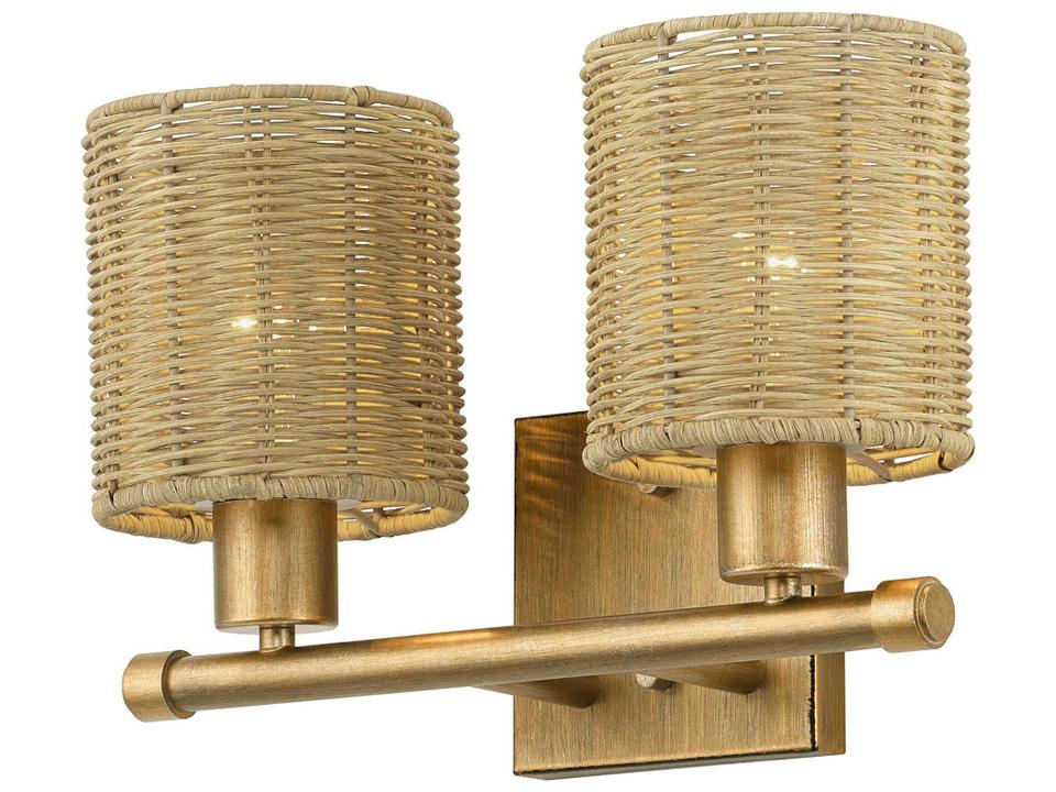 Weavington 2-Light Vanity Light in Antique Gold Leaf