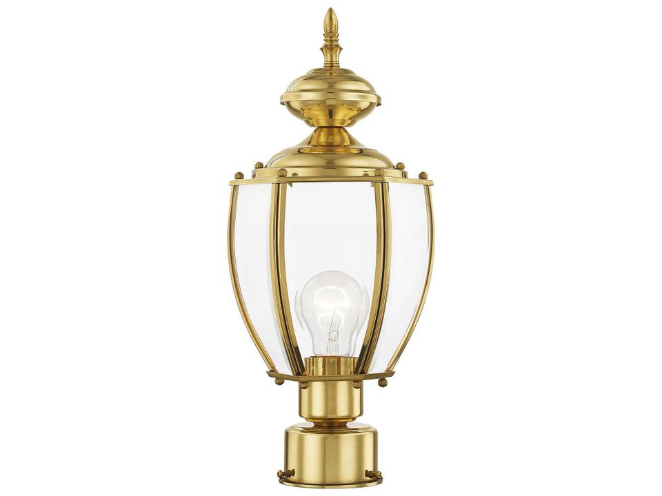 Outdoor Basics 1-Light Polished Brass Outdoor Post Light with Clear Beveled Glass