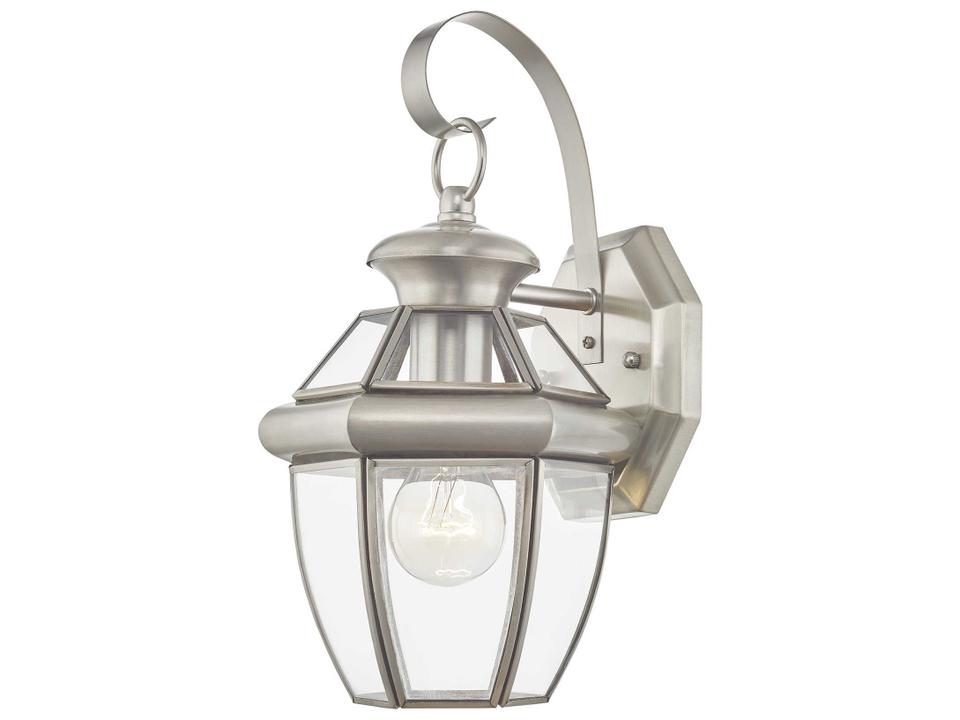 Monterey 1-Light Outdoor Wall Lantern in Antique Brass