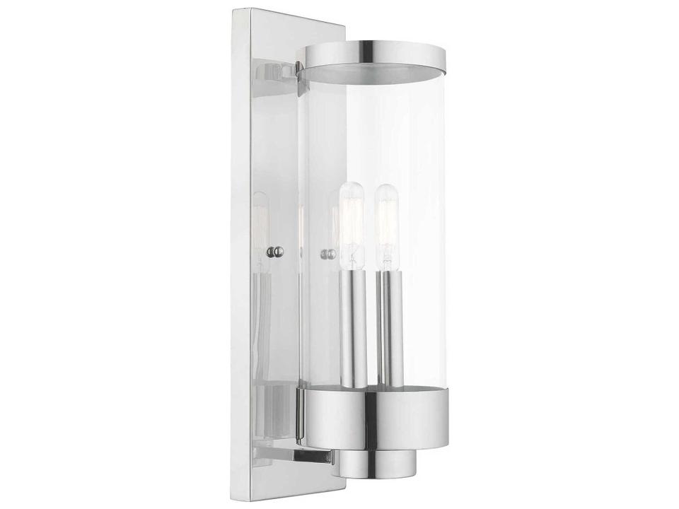 Hillcrest 2-Light Outdoor Wall Lantern in Polished Chrome