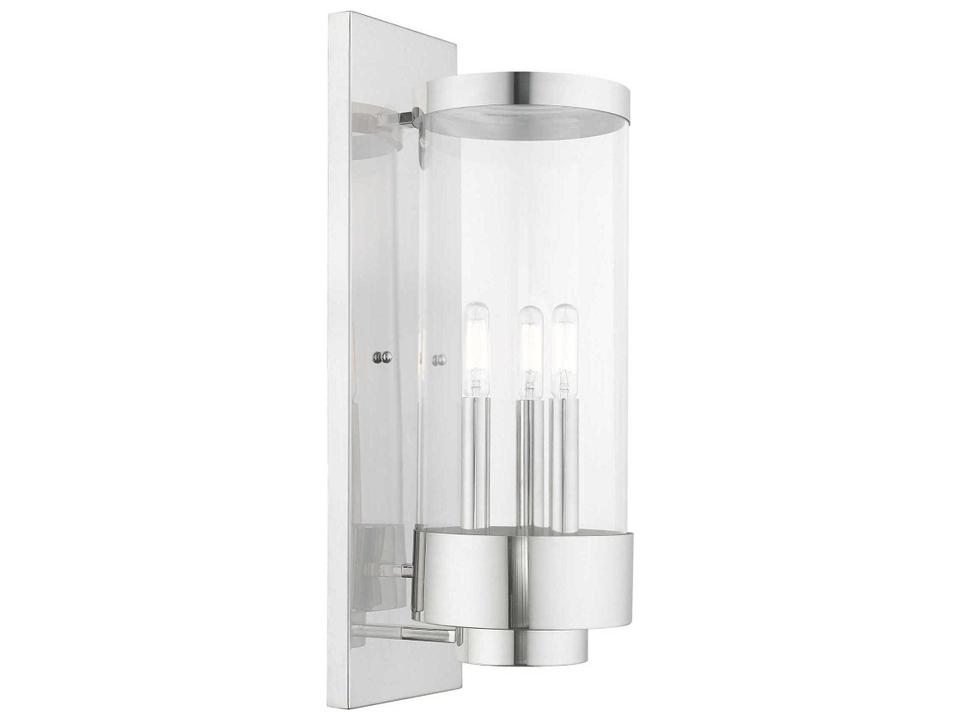 Hillcrest 3-Light Outdoor Wall Lantern in Polished Chrome