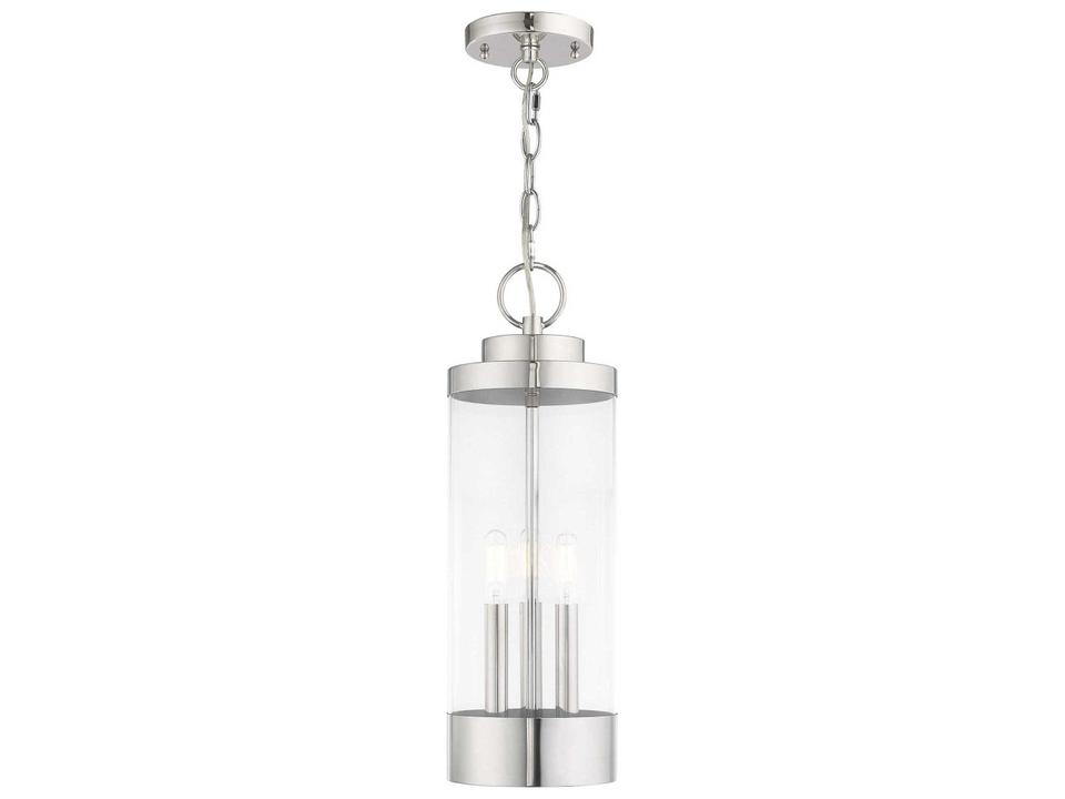 Hillcrest 3-Light Outdoor Pendant Lantern in Polished Chrome