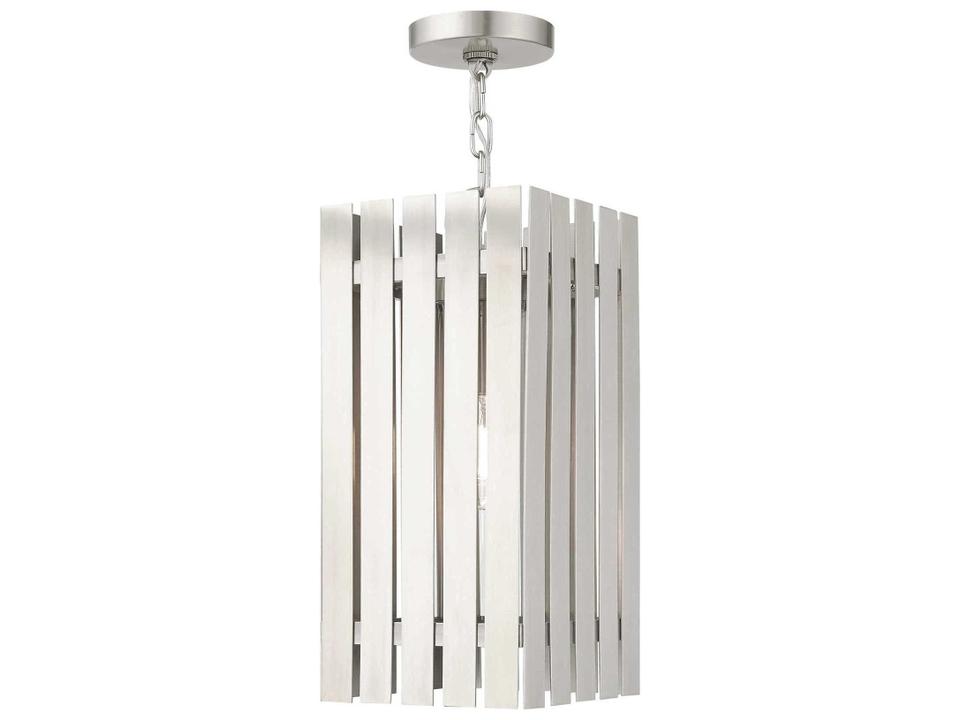 Greenwich 1-Light Outdoor Pendant Lantern in Brushed Nickel