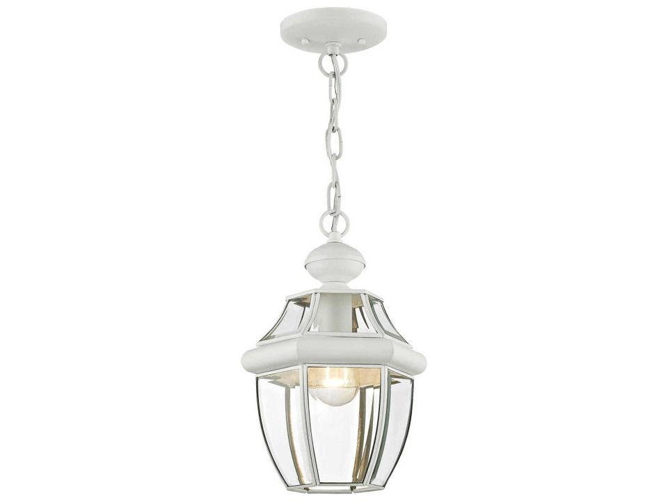 Monterey 1-Light Outdoor Pendant Lantern in White with Clear Beveled Glass