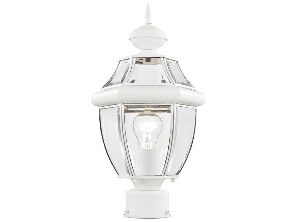 Monterey 1-Light Outdoor Post Light in White with Clear Beveled Glass