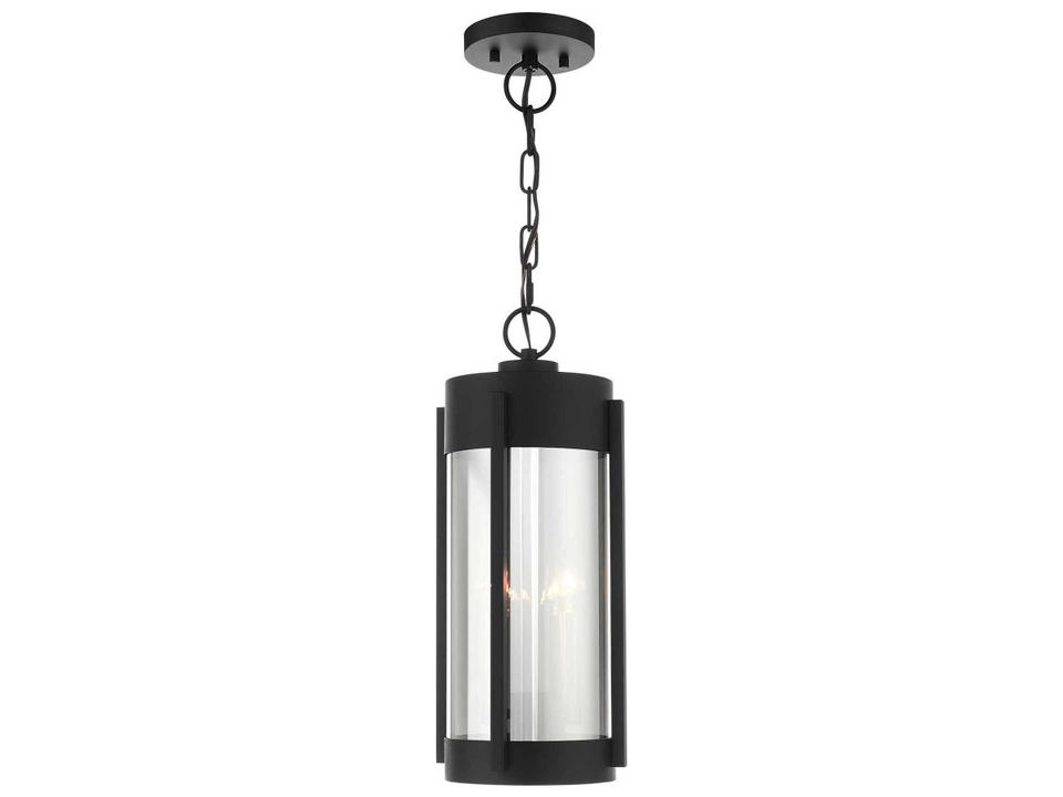 Sheridan 2-Light Outdoor Pendant Lantern in Black and Brushed Nickel