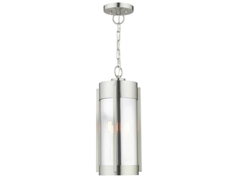 Sheridan 2-Light Outdoor Pendant Lantern in Brushed Nickel