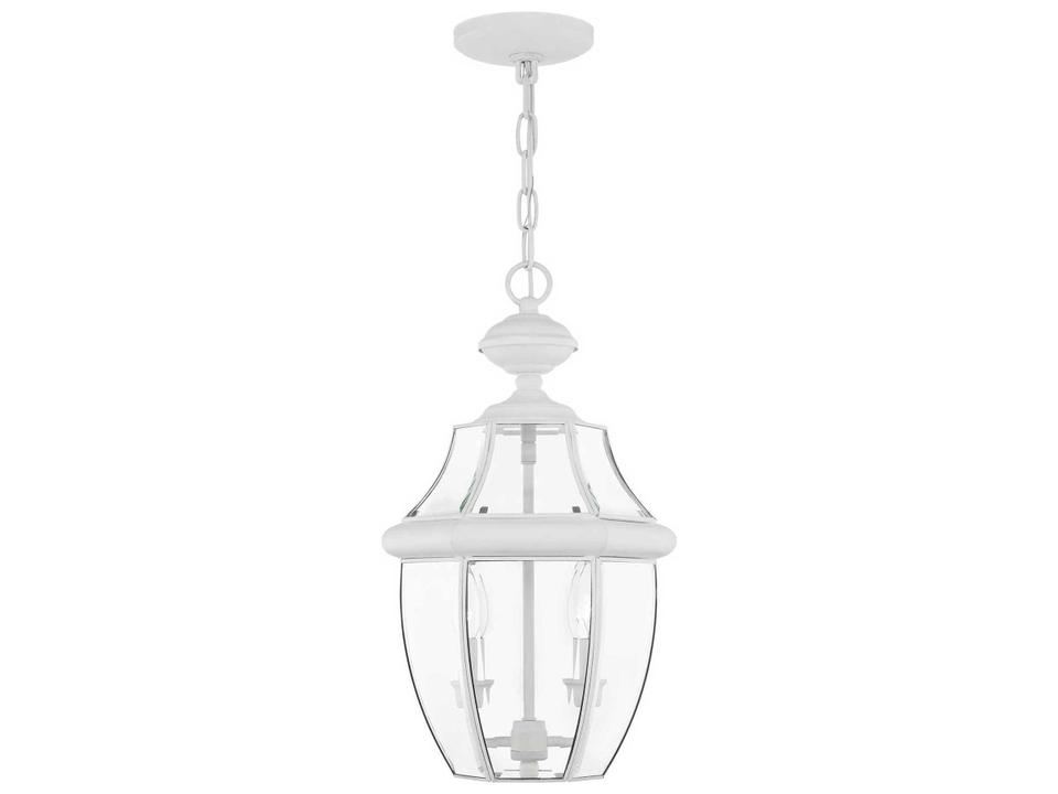 Monterey 2-Light Outdoor Hanging Lantern in White with Clear Beveled Glass