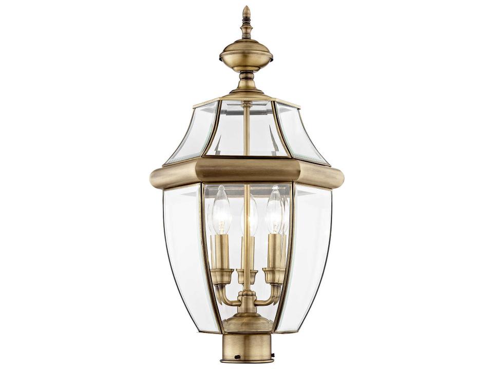 Monterey 3-Light Outdoor Post Light in Antique Brass